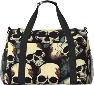 Skull Skeleton Print Travel Hand Travel Bag Weekender Overnight Carry On Tote Foldable Crossbody Bag