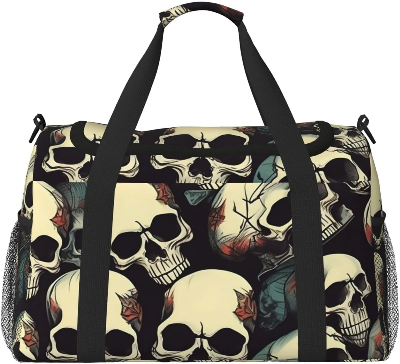 Skull Skeleton Print Travel Hand Travel Bag Weekender Overnight Carry On Tote Foldable Crossbody Bag