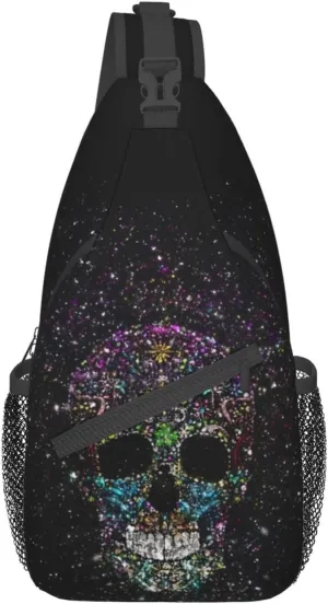 Skull Sling Bag for Women Men, Funny Crossbody Sling Backpack Shoulder Bag Chest Bag for Travel Hiking