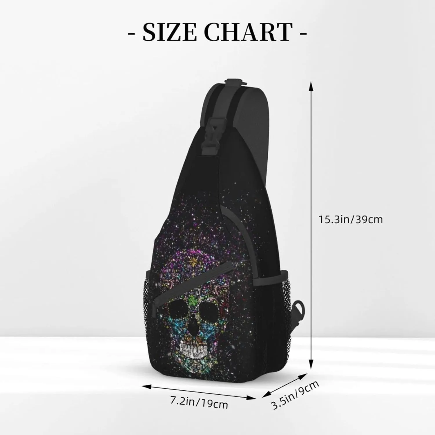 Skull Sling Bag for Women Men, Funny Crossbody Sling Backpack Shoulder Bag Chest Bag for Travel Hiking