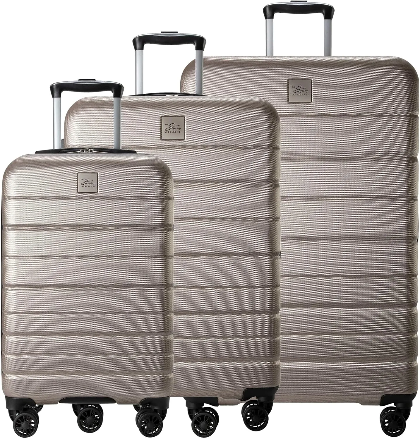 Skyway Epic 2.0 Hardside Lightweight and Durable ABS Shell Luggage, Spacious with 4-Wheel Spinners, Comfort Grip with Telescoping Handle, Men and Women, Bone, 3-Piece Set (20,24, 28)