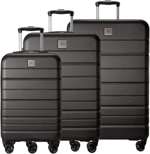 Skyway Epic 2.0 Hardside Lightweight and Durable ABS Shell Luggage, Spacious with 4-Wheel Spinners, Comfort Grip with Telescoping Handle, Men and Women, Midnight, 3-Piece Set (20,24, 28)