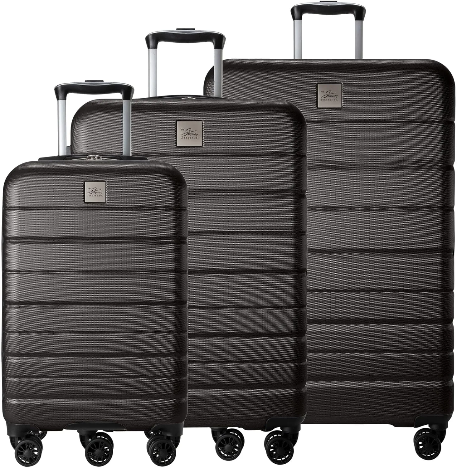 Skyway Epic 2.0 Hardside Lightweight and Durable ABS Shell Luggage, Spacious with 4-Wheel Spinners, Comfort Grip with Telescoping Handle, Men and Women, Midnight, 3-Piece Set (20,24, 28)