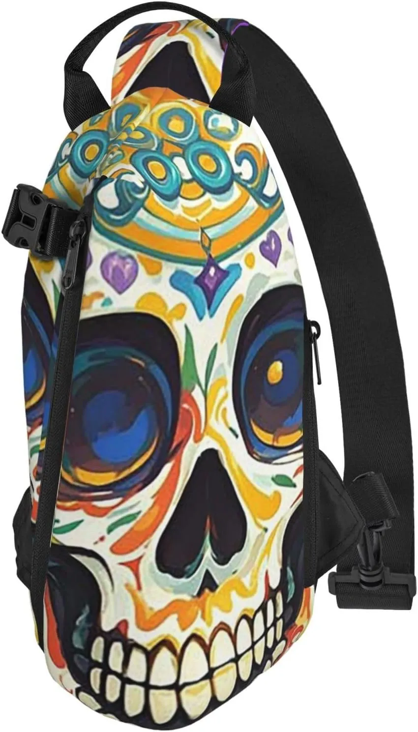 Sling Bag Crossbody Backpack for Men Women Cool Skull Graphics3 Chest Bag Crossbody Bag for Travel Sport Running