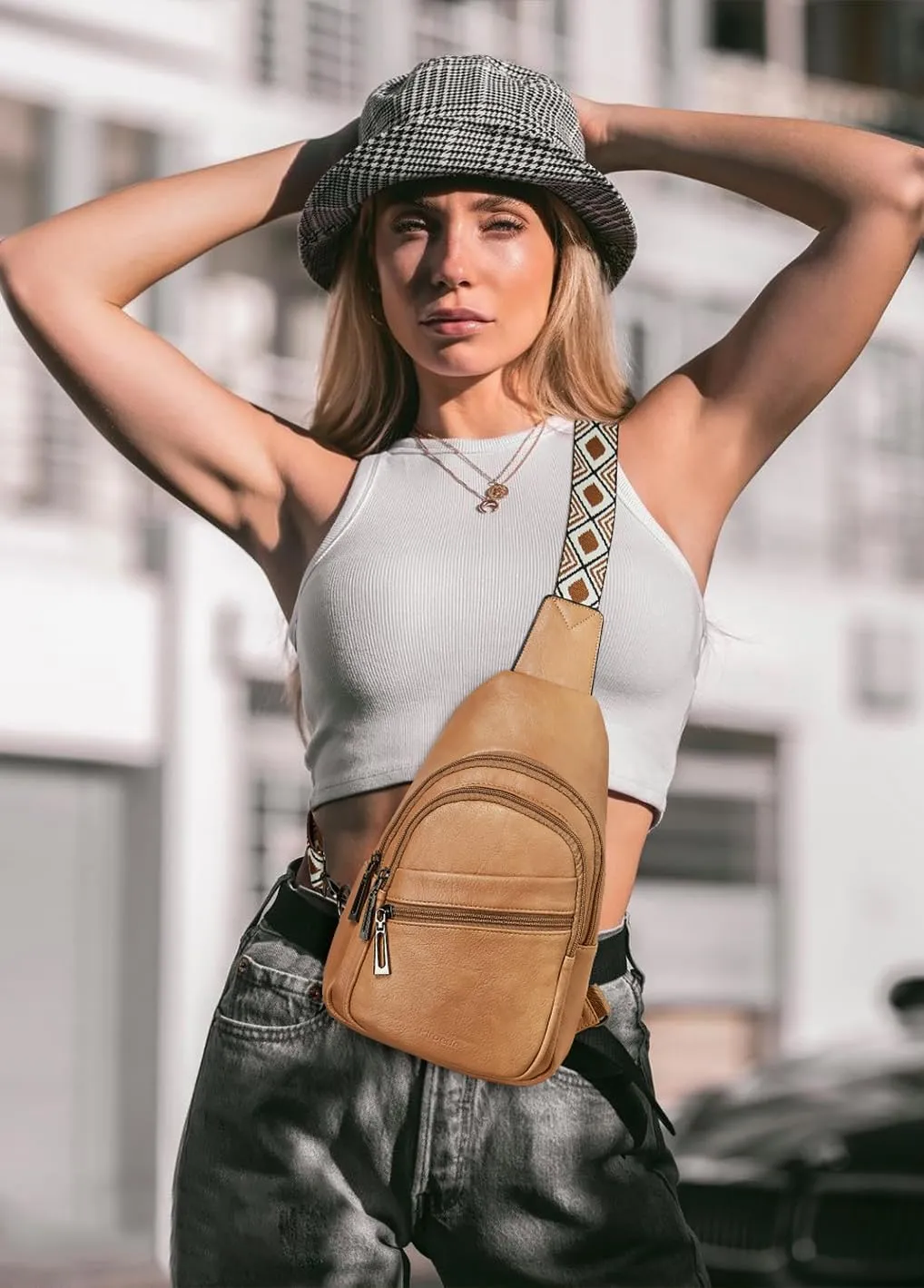 Sling Bag Crossbody Bags for Women for Travel, 3.5 x 10.5 x 6"(L x H x W),Adjustable Straps 22.5 to 44 inch