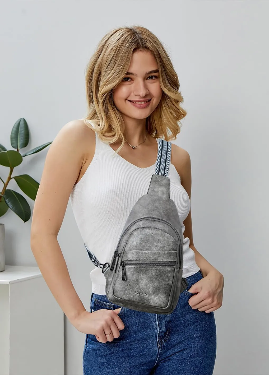 Sling Bag Crossbody Bags for Women for Travel, 3.5 x 10.5 x 6"(L x H x W),Adjustable Straps 22.5 to 44 inch