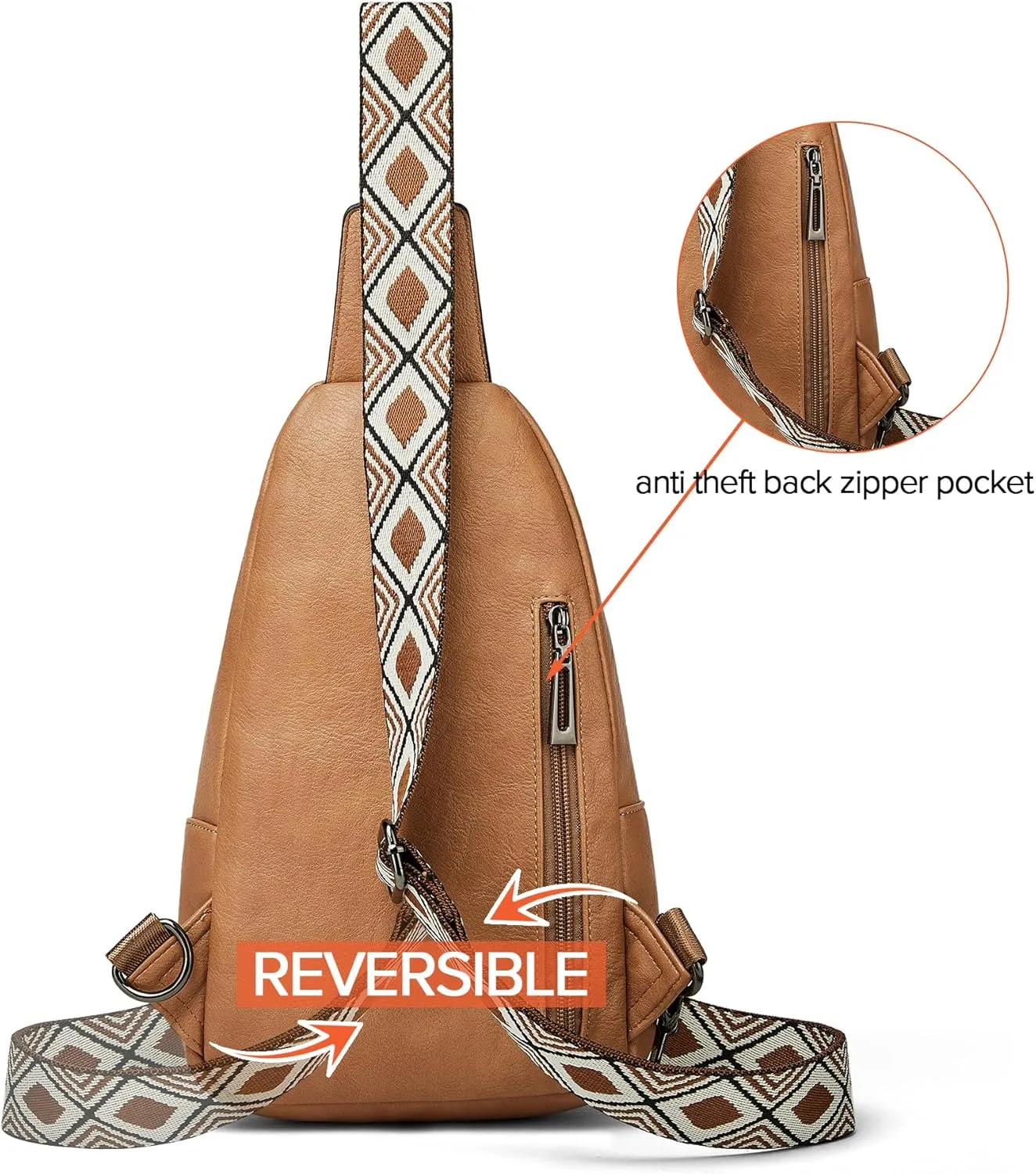 Sling Bag Crossbody Bags for Women for Travel, 3.5 x 10.5 x 6"(L x H x W),Adjustable Straps 22.5 to 44 inch