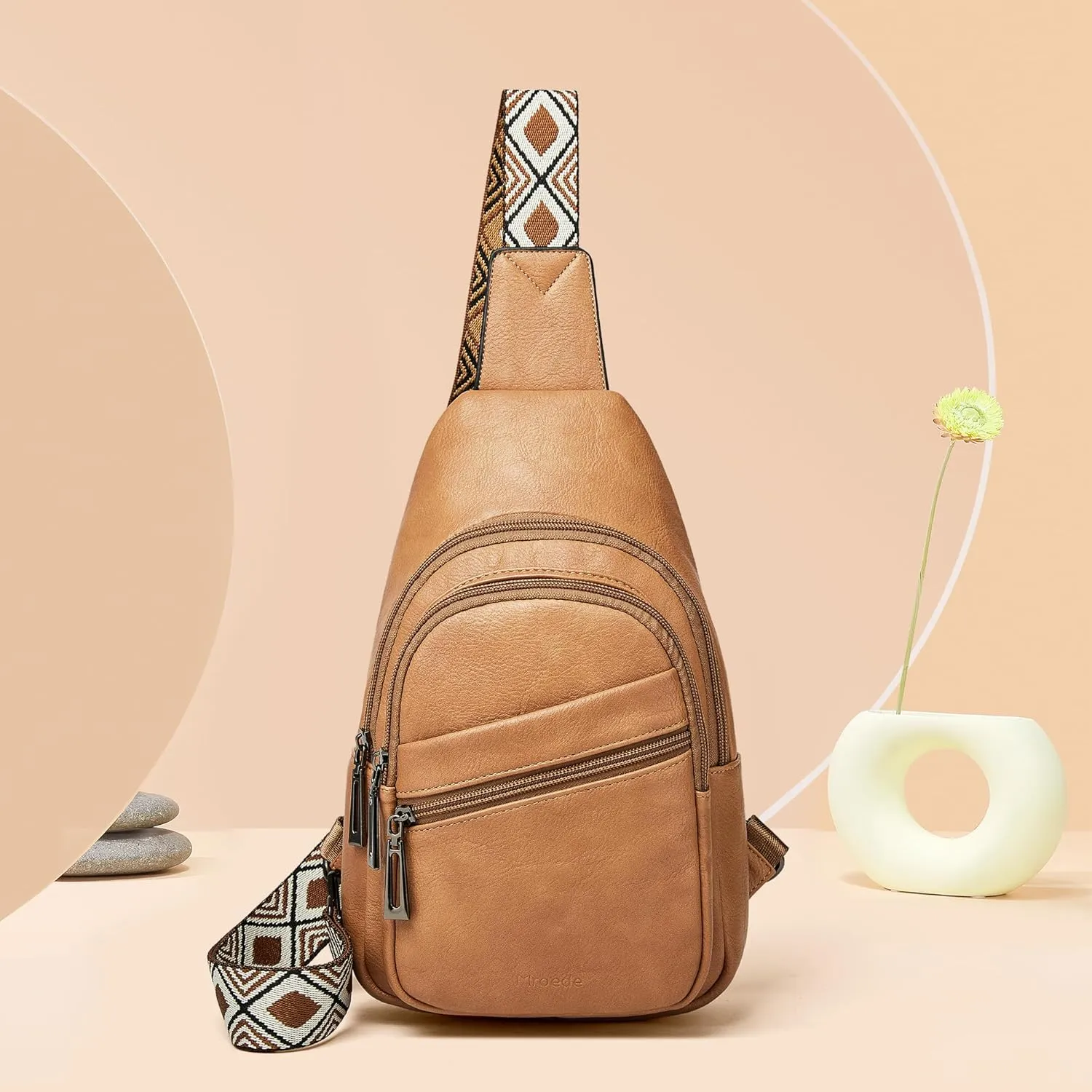 Sling Bag Crossbody Bags for Women for Travel, 3.5 x 10.5 x 6"(L x H x W),Adjustable Straps 22.5 to 44 inch