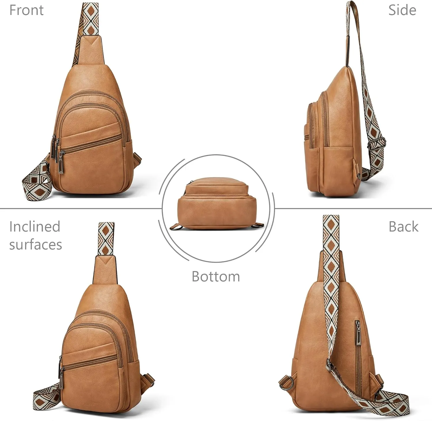 Sling Bag Crossbody Bags for Women for Travel, 3.5 x 10.5 x 6"(L x H x W),Adjustable Straps 22.5 to 44 inch