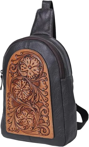 Sling Hand Tooled Genuine Leather Women Bag Western Handbag Purse