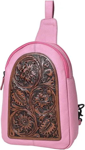 Sling Hand Tooled Genuine Leather Women Bag Western Handbag Purse