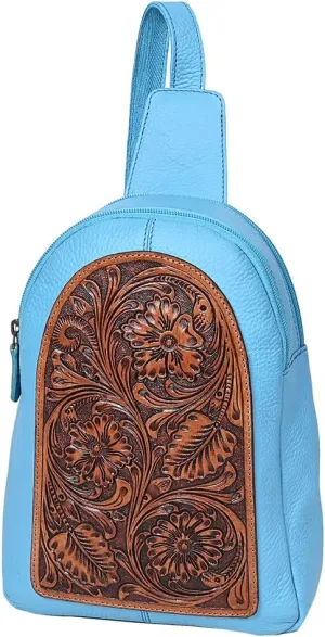 Sling Hand Tooled Genuine Leather Women Bag Western Handbag Purse