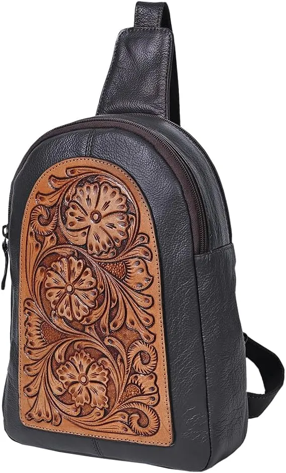 Sling Hand Tooled Genuine Leather Women Bag Western Handbag Purse