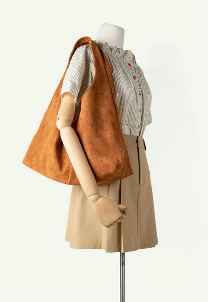 Slouchy Hobo Bags for Women Soft Foldable Shoulder Bag Crossbody Purse Suede Tote Bag Top-handle Suede Handbags