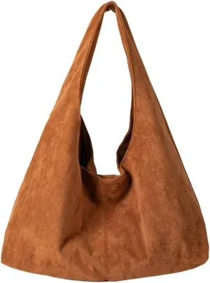 Slouchy Hobo Bags for Women Soft Foldable Shoulder Bag Crossbody Purse Suede Tote Bag Top-handle Suede Handbags