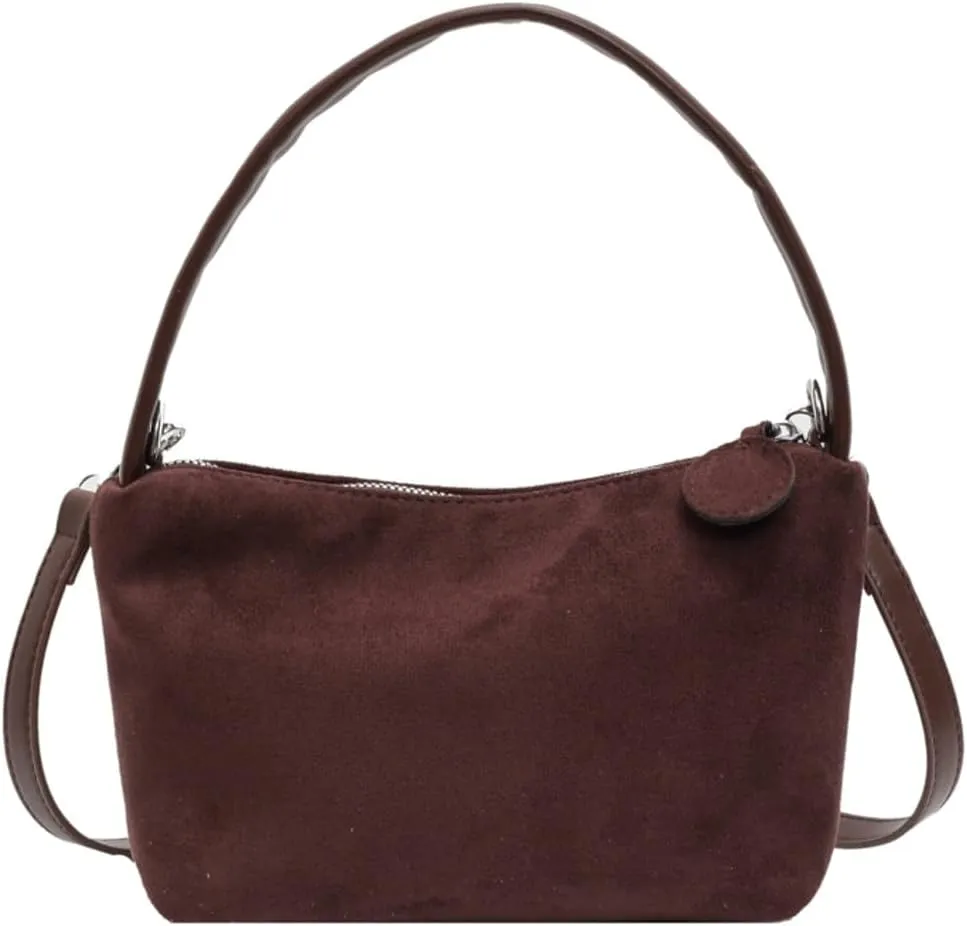 Slouchy Suede Cloud Crossbody Purse Women Crescent Satchels Shoulder Hobo Bags Trendy Travel Top-handle Mini Tote Handbag