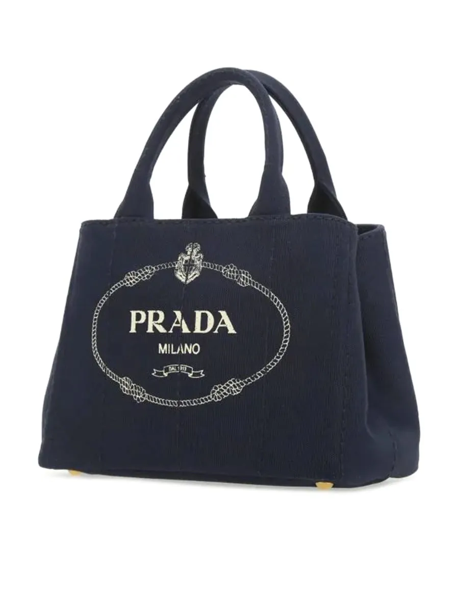 Small Cotton Canvas Tote in Navy