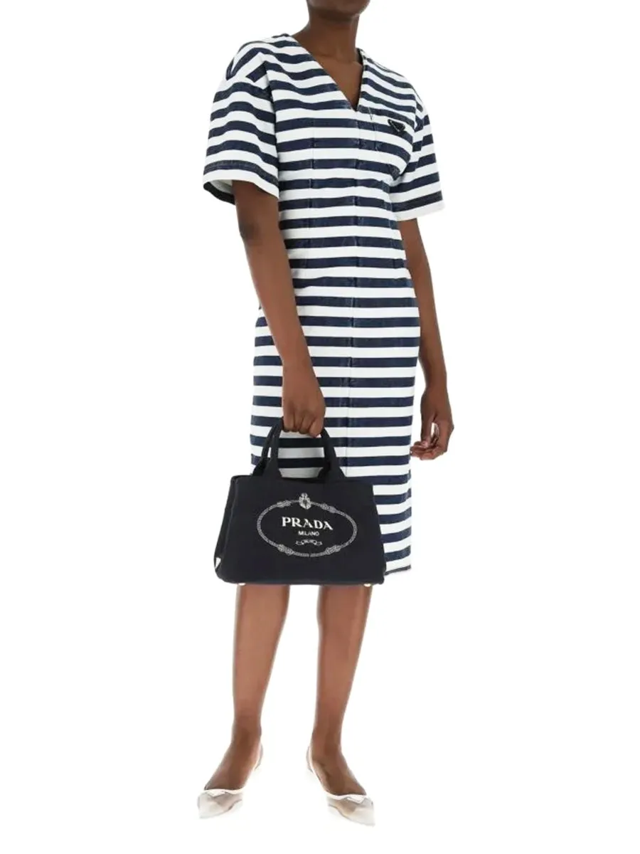 Small Cotton Canvas Tote in Navy