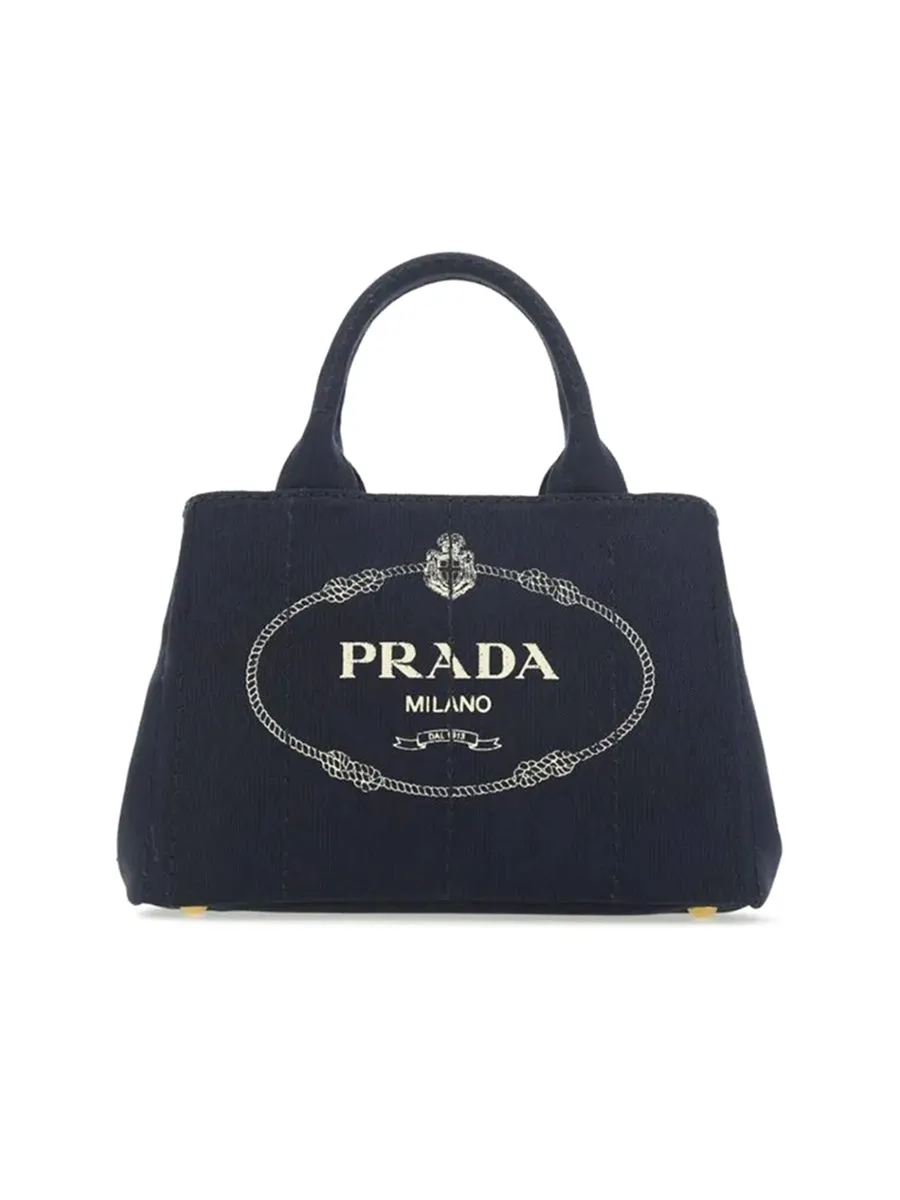 Small Cotton Canvas Tote in Navy