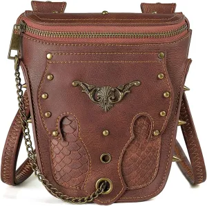Small Crossbody Bag Shoulder Purse Leather Belt Pouch Travel Phone Holder Punk Medieval Vintage Festival Costume Accessory