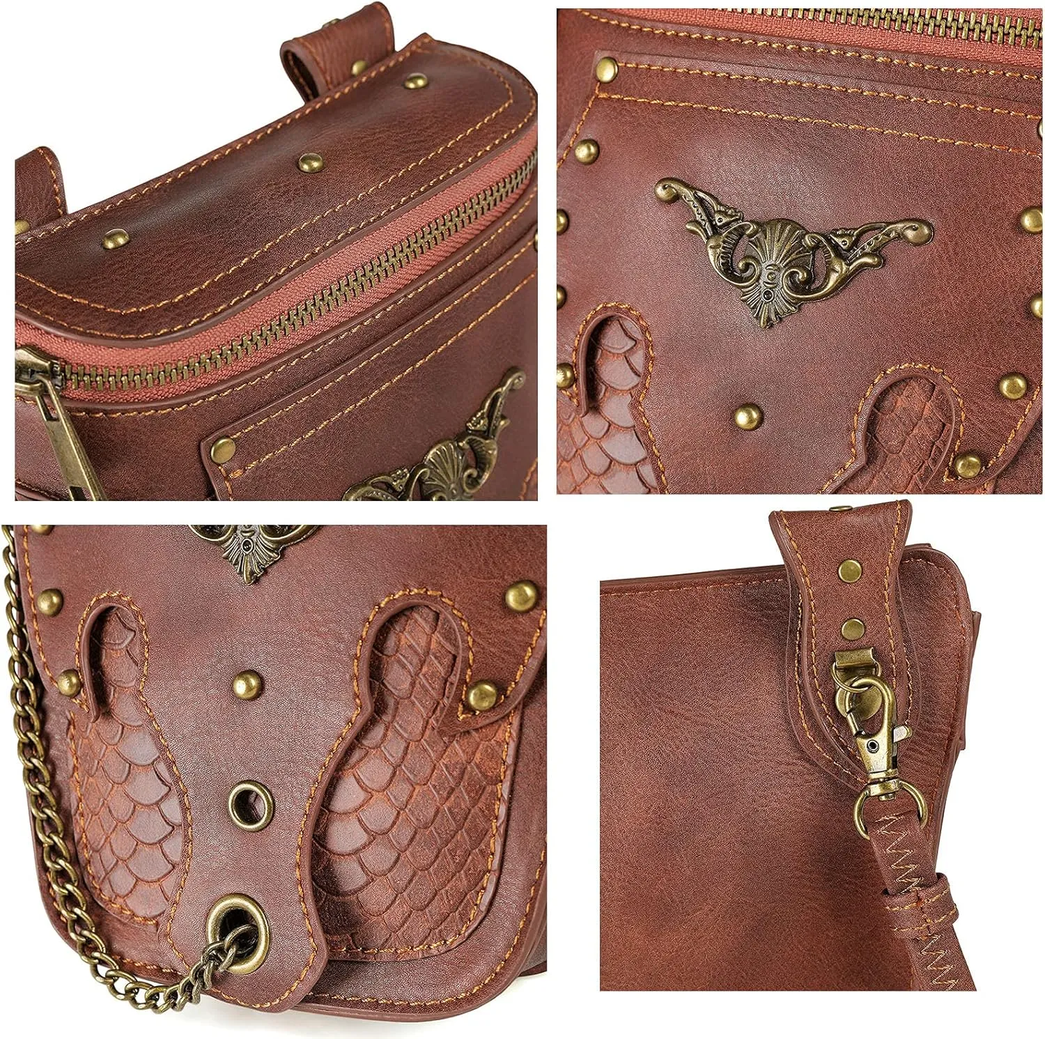 Small Crossbody Bag Shoulder Purse Leather Belt Pouch Travel Phone Holder Punk Medieval Vintage Festival Costume Accessory