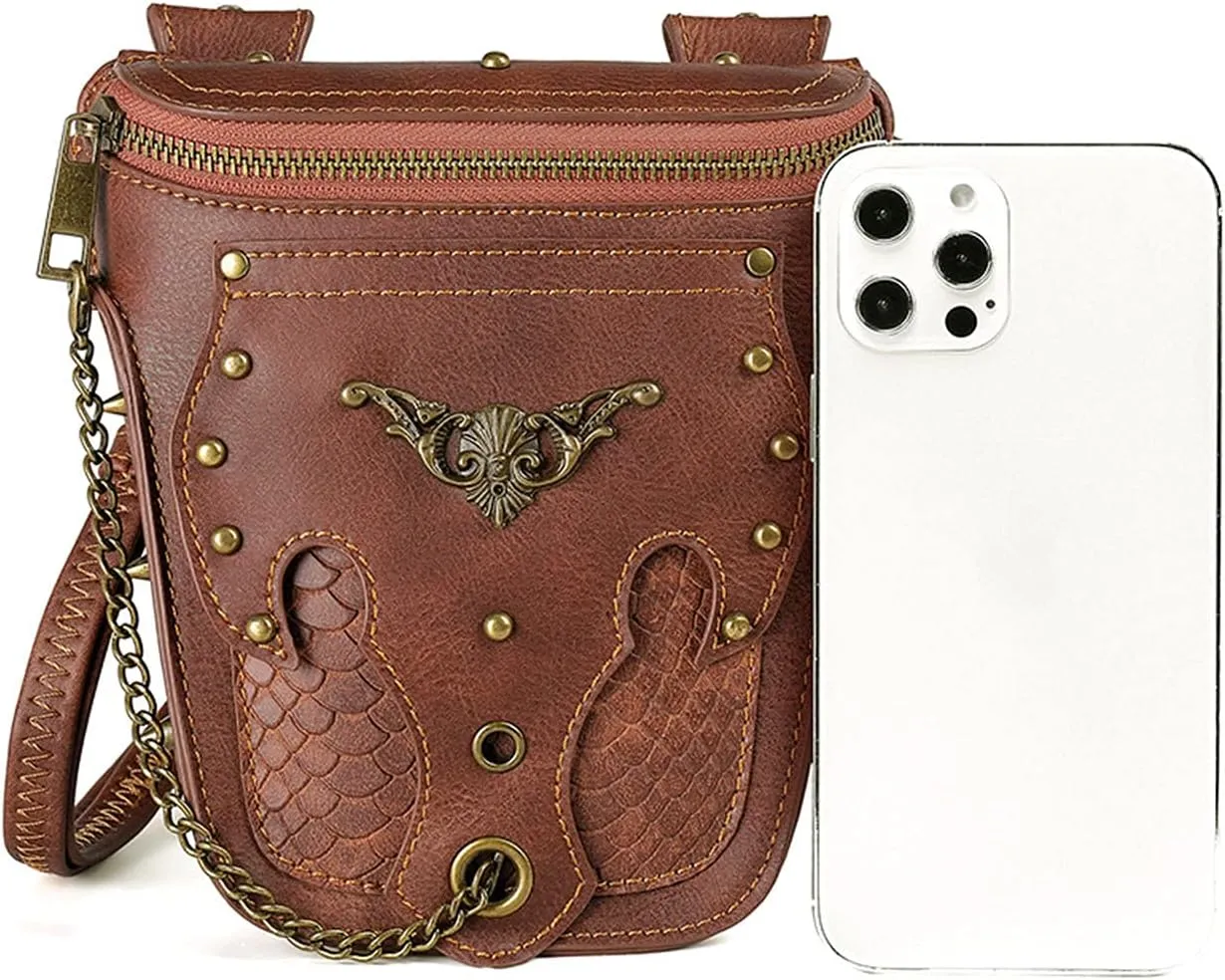 Small Crossbody Bag Shoulder Purse Leather Belt Pouch Travel Phone Holder Punk Medieval Vintage Festival Costume Accessory