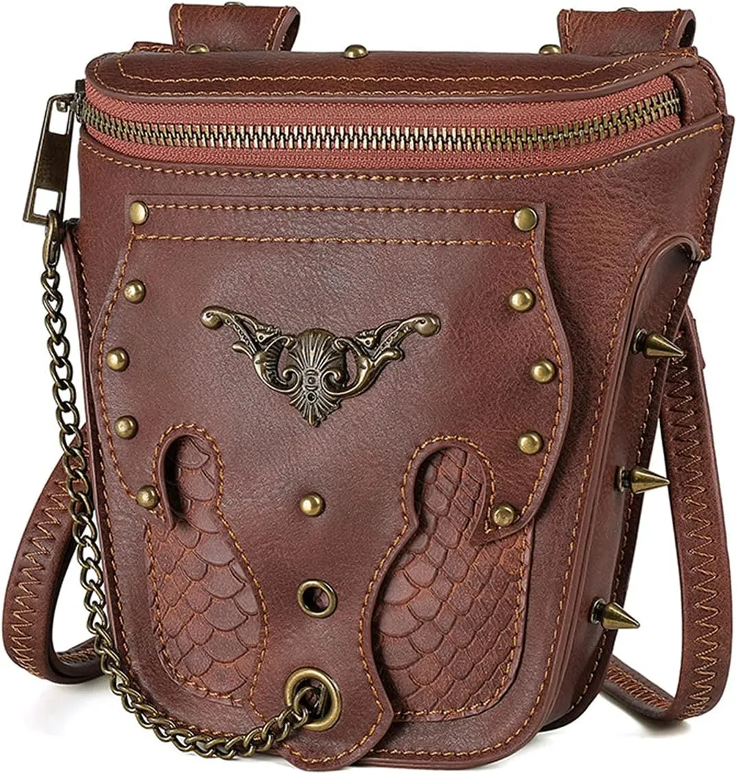 Small Crossbody Bag Shoulder Purse Leather Belt Pouch Travel Phone Holder Punk Medieval Vintage Festival Costume Accessory