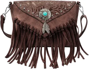 Small Crossbody Bags for Women Crossbody Handbag Fringe Purse Tassel Shoulder Bag Turquoise Concho Wallet