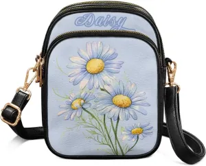 Small Crossbody Bags for Women, Daisy Sunflowers Cross Over Purse PU Leather Shoulder Handbags for Travel, Work