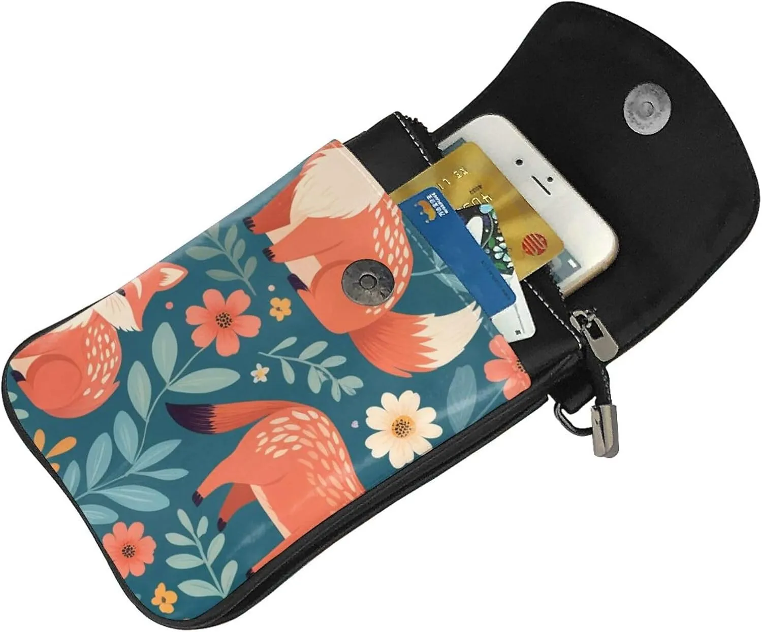 Small Crossbody Bags for Women,Leather Shoulder Bag for Cell Phone Purse with Strap and Gold Bling Printed