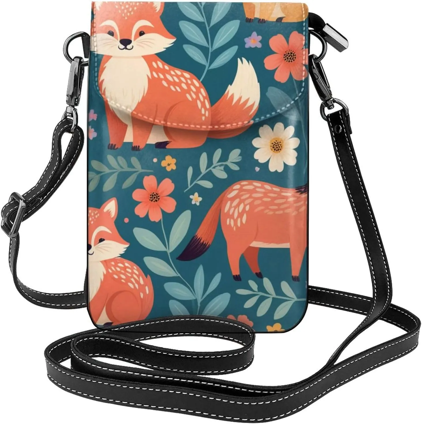 Small Crossbody Bags for Women,Leather Shoulder Bag for Cell Phone Purse with Strap and Gold Bling Printed