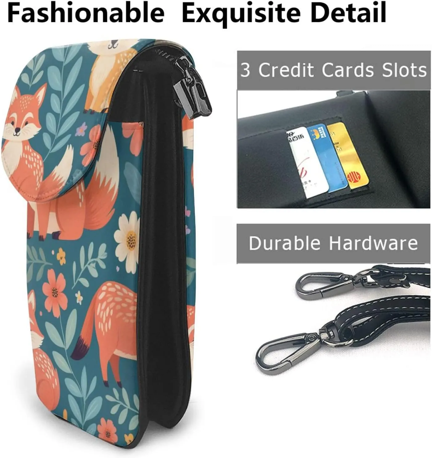 Small Crossbody Bags for Women,Leather Shoulder Bag for Cell Phone Purse with Strap and Gold Bling Printed