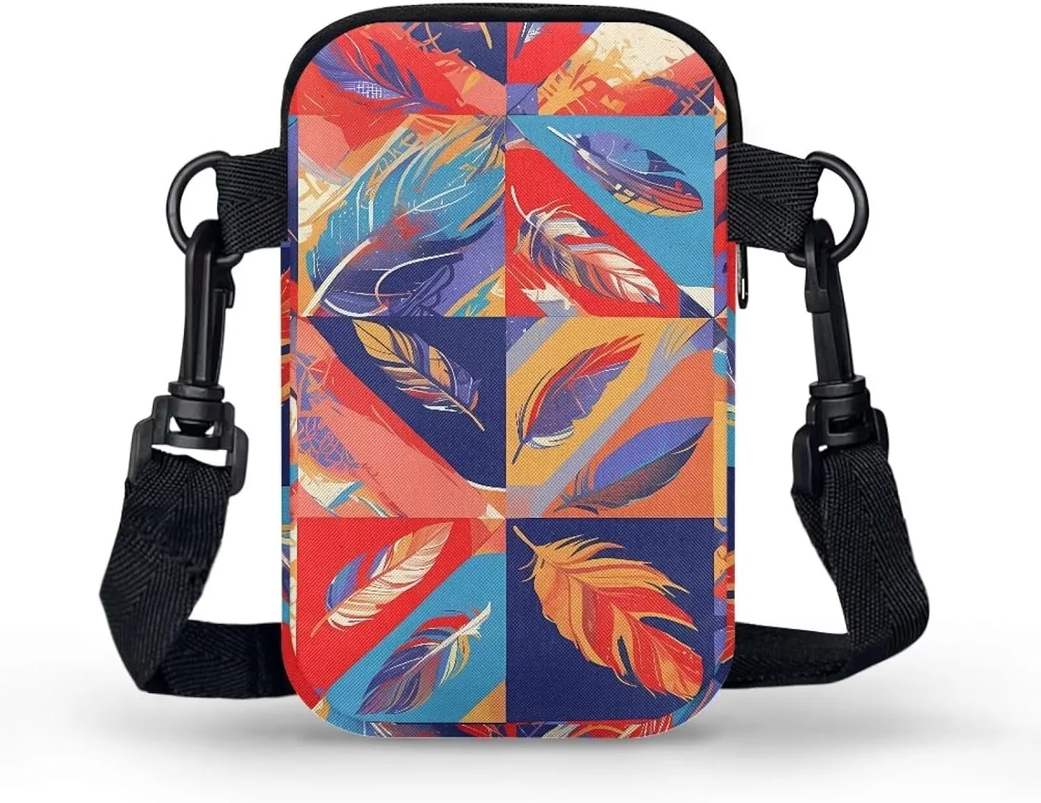 Small Crossbody Purse Zipper Cell Phone Bag, Abstract Color Art Mini Shoulder Purse Bags with Shoulder Strap