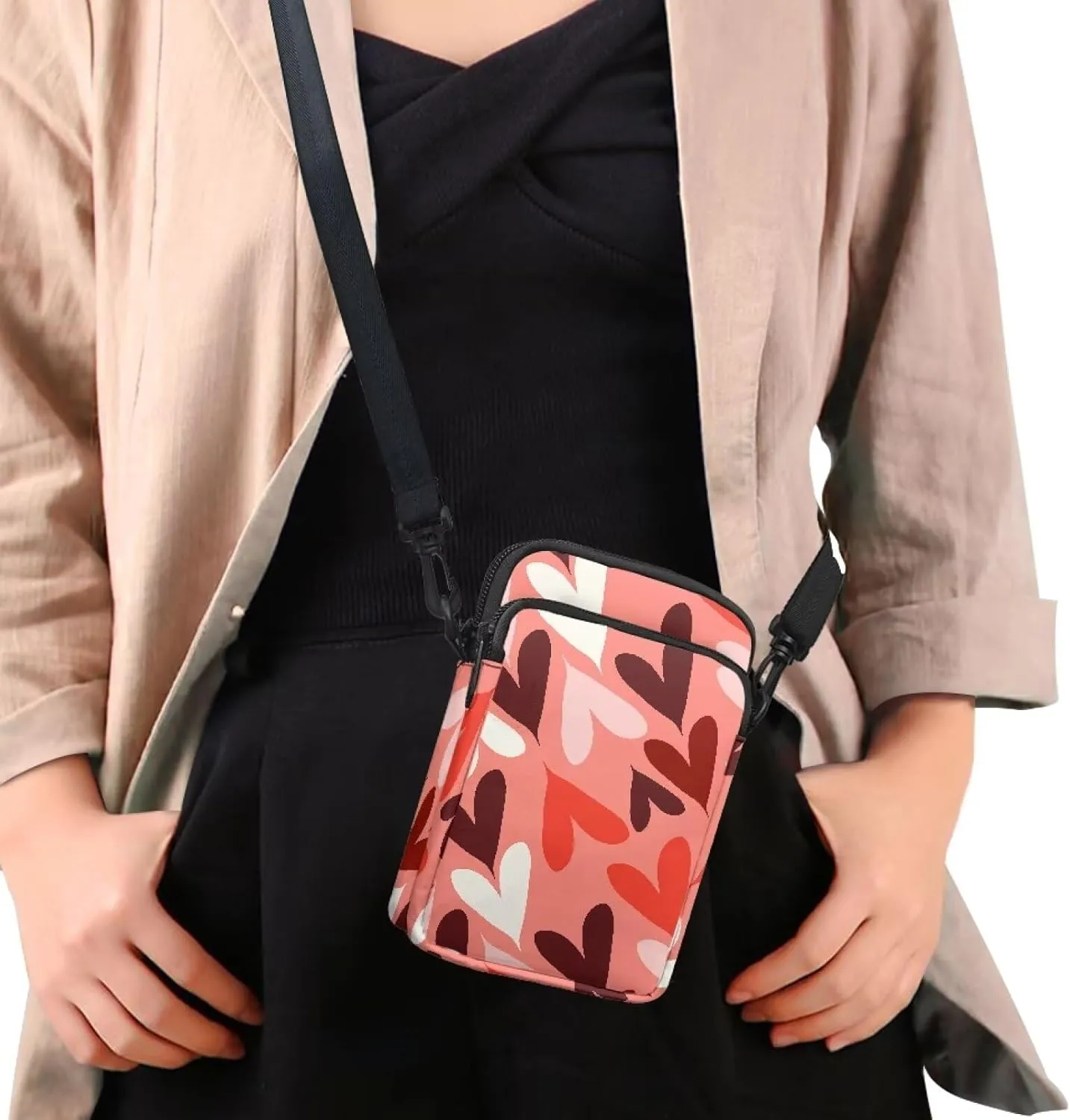 Small Crossbody Purse Zipper Cell Phone Bag, Abstract Color Art Mini Shoulder Purse Bags with Shoulder Strap