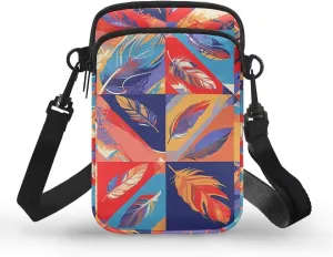 Small Crossbody Purse Zipper Cell Phone Bag, Abstract Color Art Mini Shoulder Purse Bags with Shoulder Strap