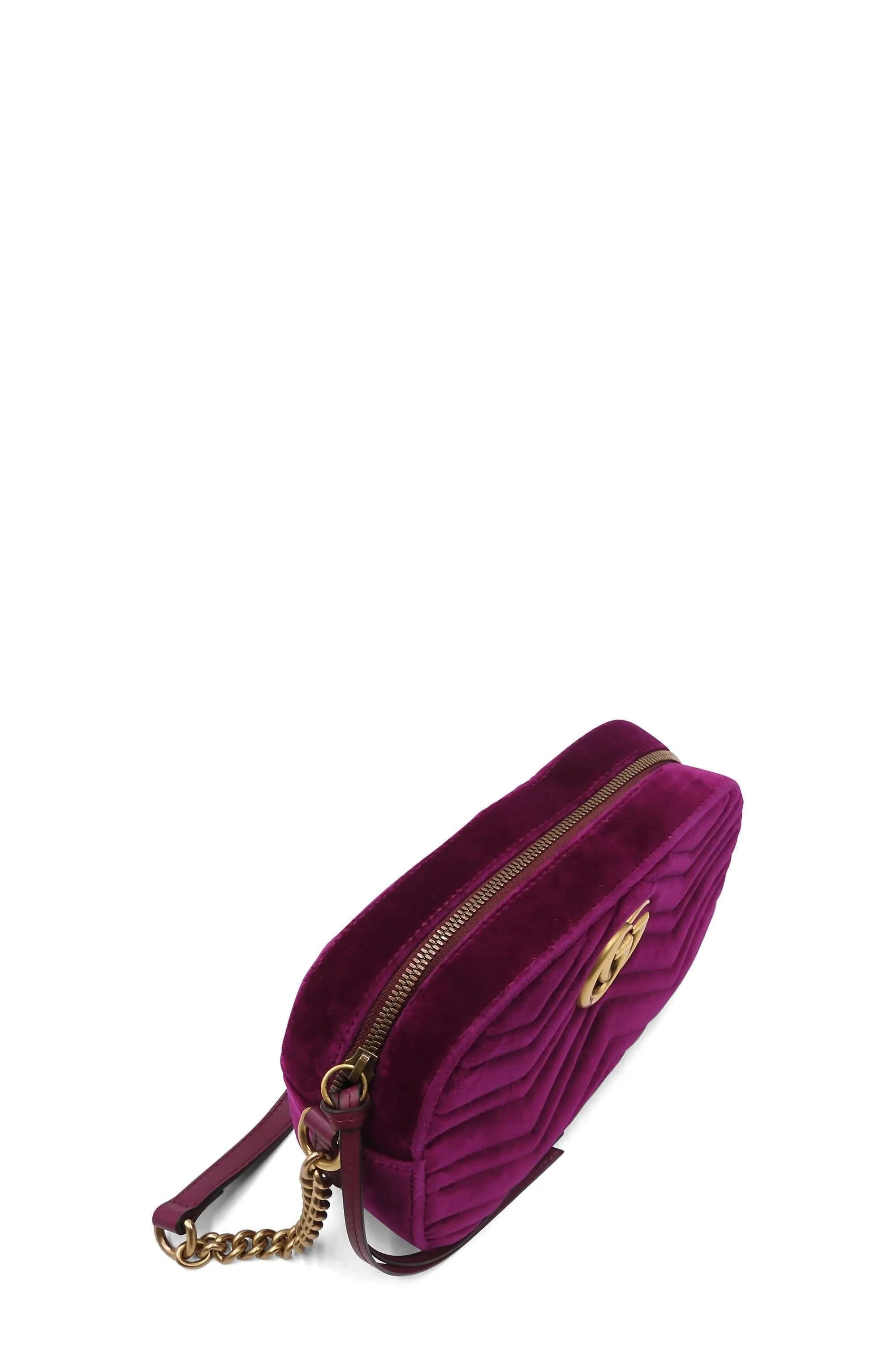 Small GG Marmont Matelasse Velvet Shoulder Bag  Violet