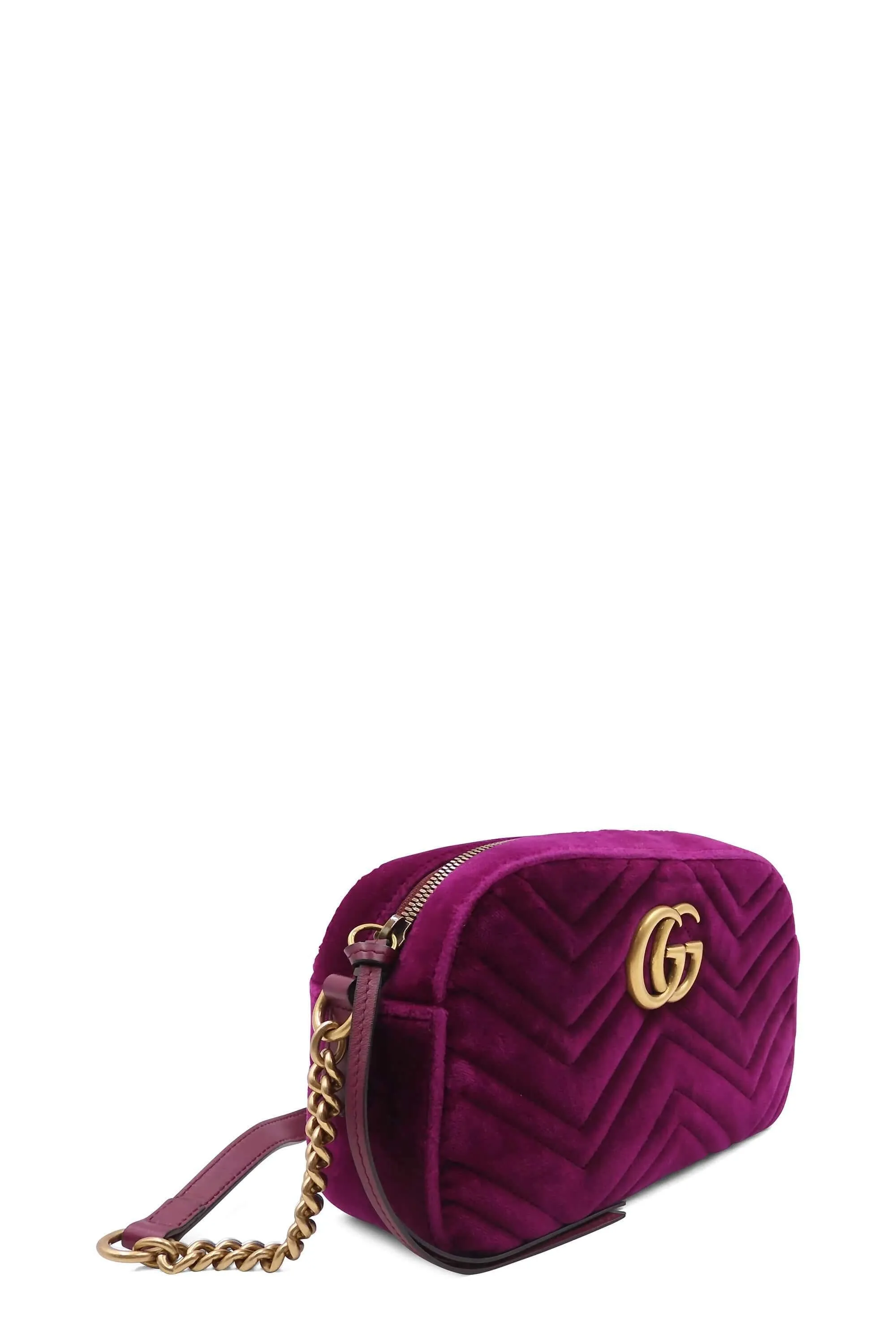 Small GG Marmont Matelasse Velvet Shoulder Bag  Violet