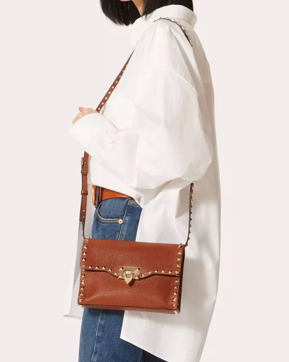 Small Rockstud Shoulder Bag in Selleria