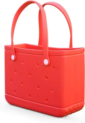 Small Rubber Tote Bag Waterproof Beach Bag Durable Small Rubber Beach Tote Open Handbag for Woman