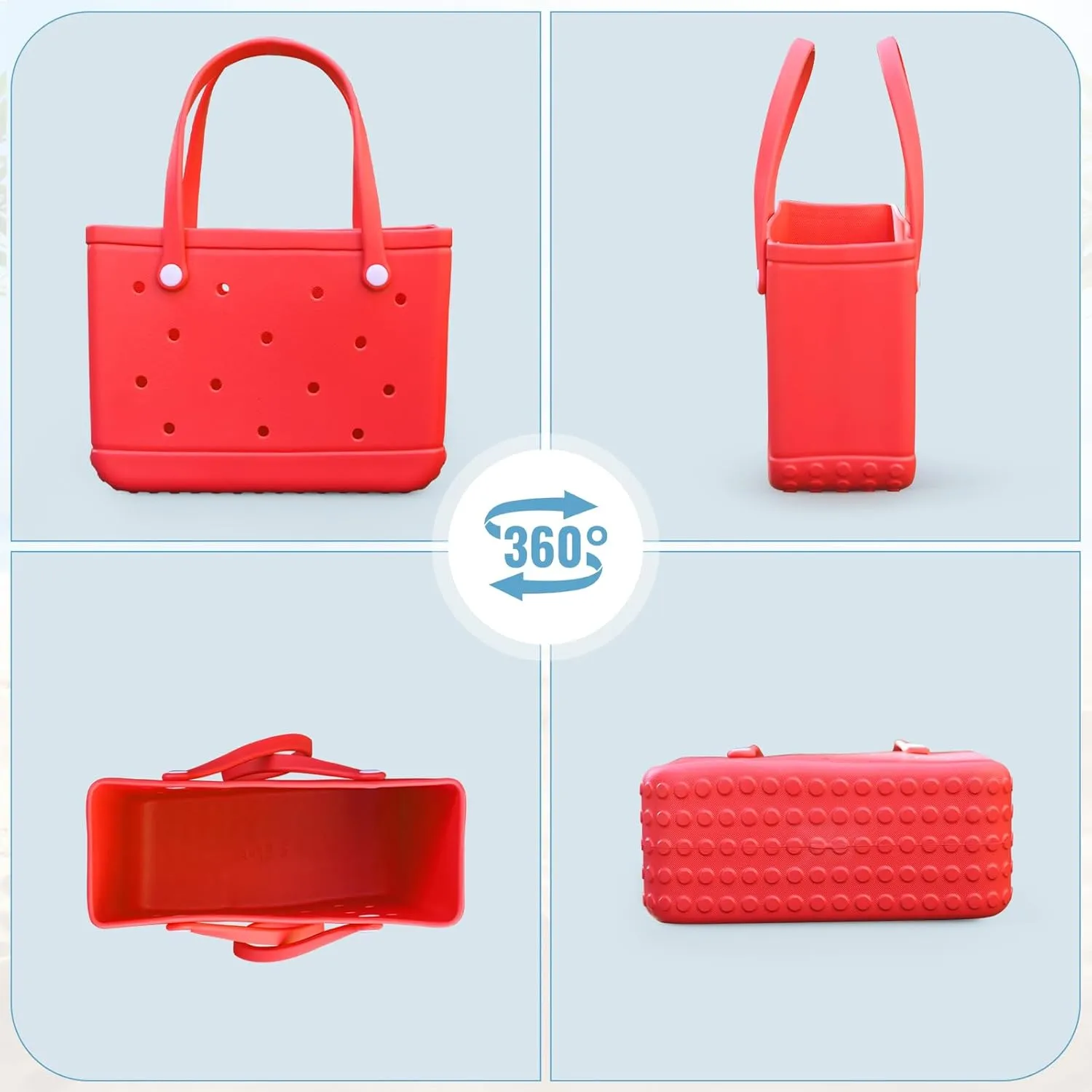 Small Rubber Tote Bag Waterproof Beach Bag Durable Small Rubber Beach Tote Open Handbag for Woman