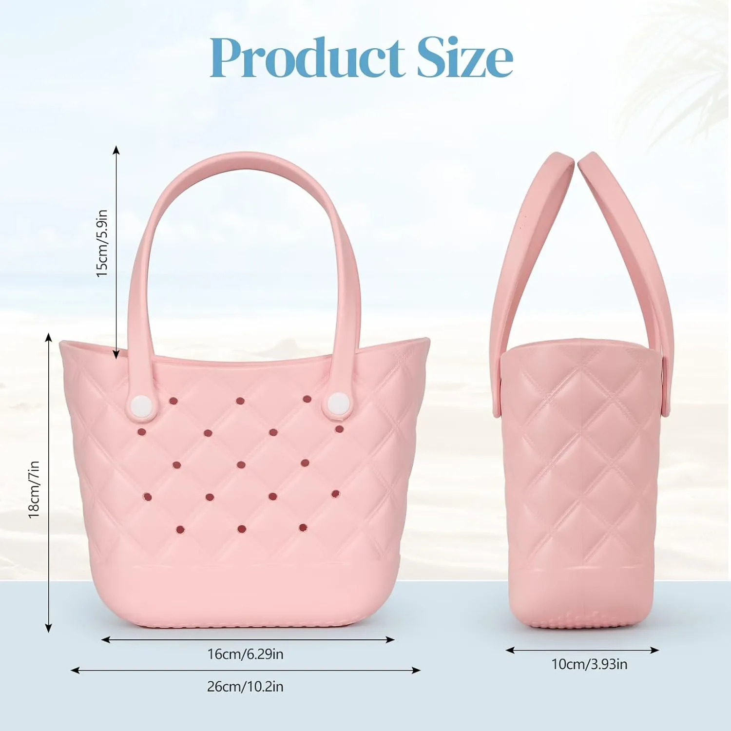 Small Rubber Tote Bag with 5 Charms Cute Beach Tote Small Rubber Bags for Women