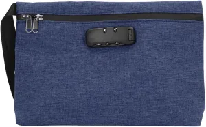 Smell Proof Bag with Combination Lock, Lockable Money Bag Locking Accessories Pouch for Cash Travel Bank Deposits (Navy Blue)