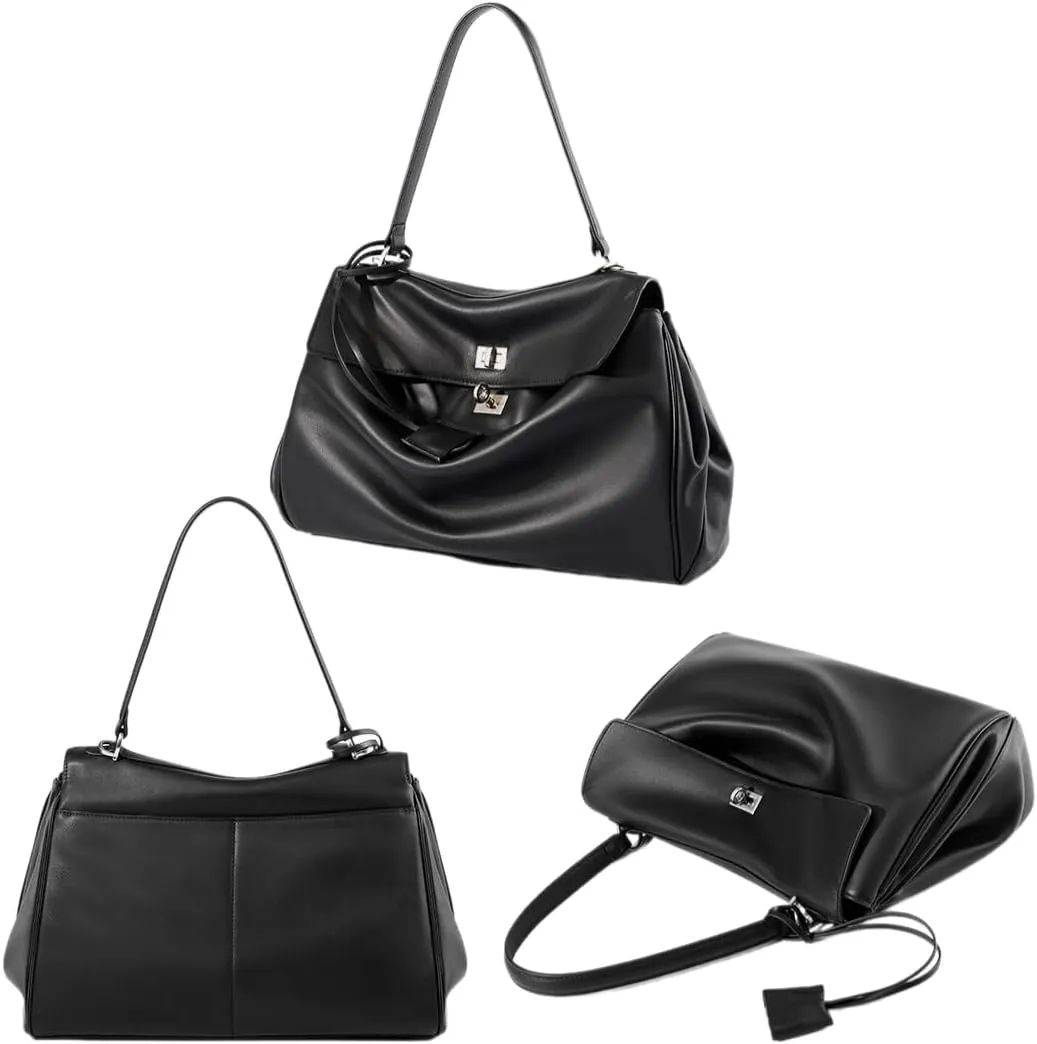 Soft Calfskin Tote Bag for Women Genuine Leather Top Handle Handbag Flap Bag Full Leather Shoulder Crossbody Bag