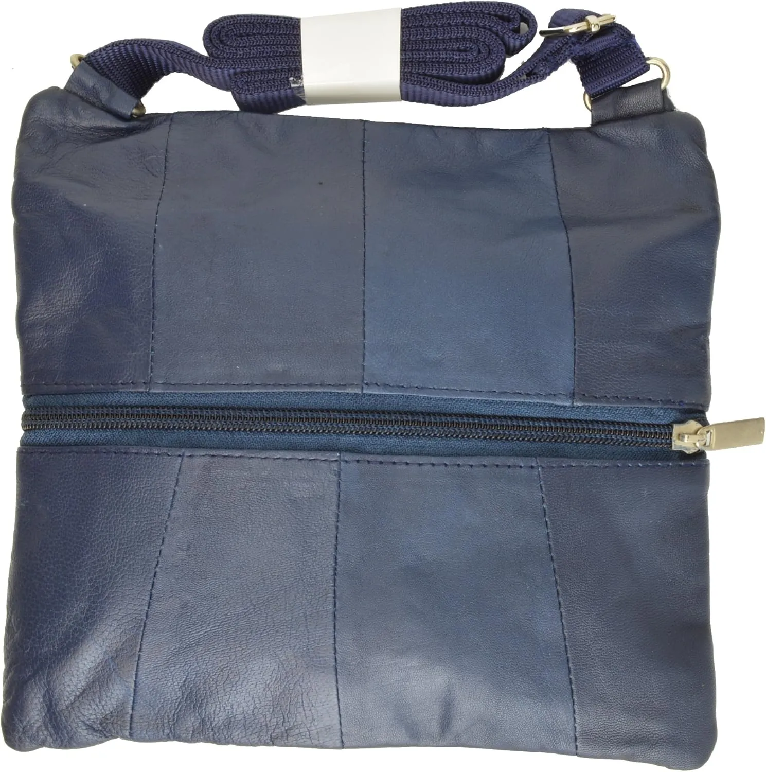 Soft Leather Cross Body Bag Purse Shoulder Bag 5 Pocket Organizer Micro HandbagTravel Wallet 7 colors (Navy Blue)