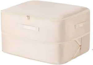 Space Saving Compression Storage Tote Bag Heavy Duty Multipurpose Rectangle Fabric Organizer for Comforters Clothes and Blankets(1pc Beige-L)