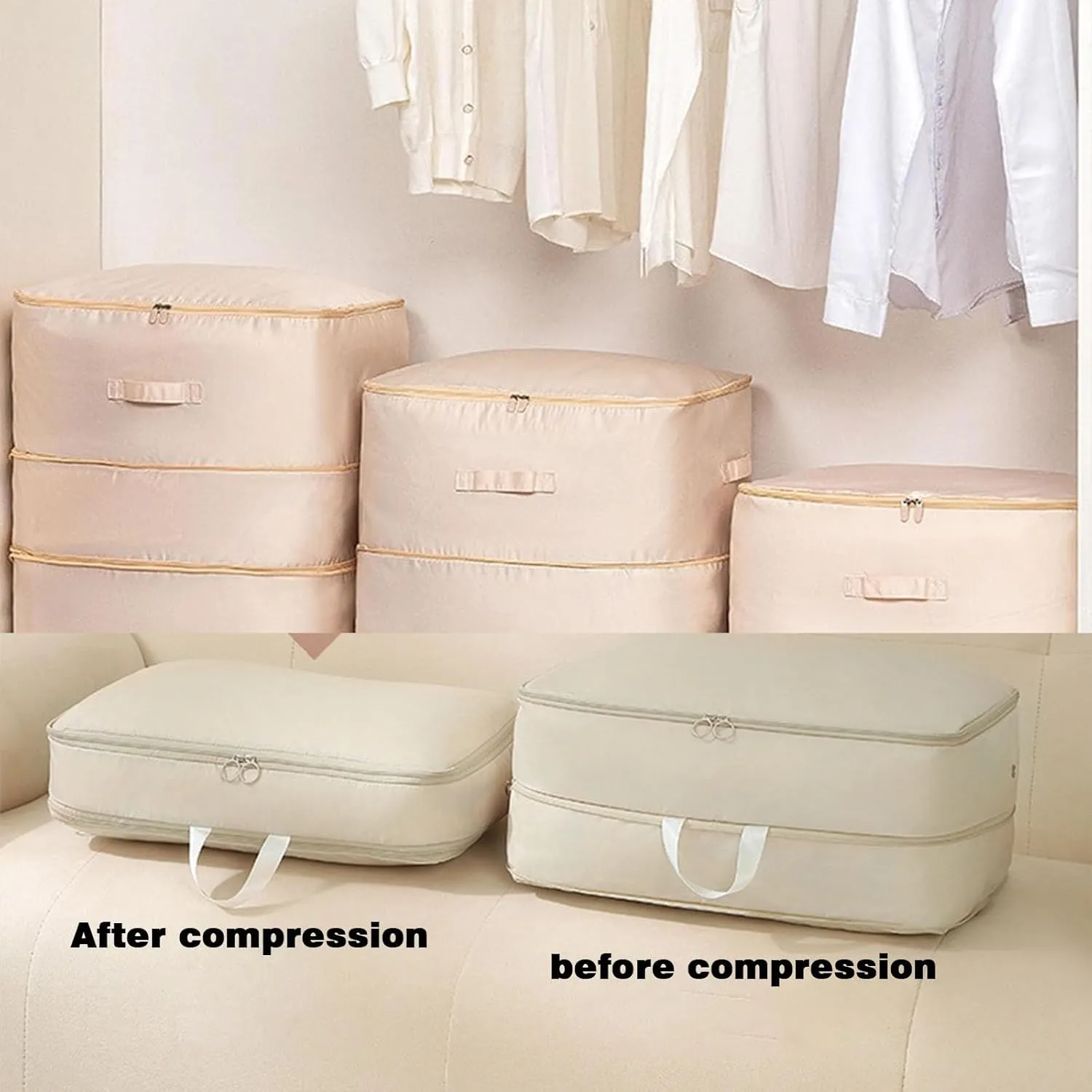 Space Saving Self Compression Organizer, Propositiony Ultra Space Saving Self Compression Organizer, Heavy Duty Moving Bags, Propositiony Organizer for Space Saving (Grey,L)