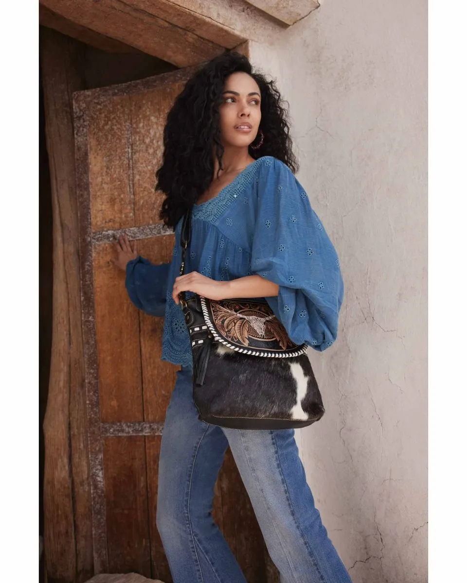 Spirit of the Herd Tooled Leather Crossbody