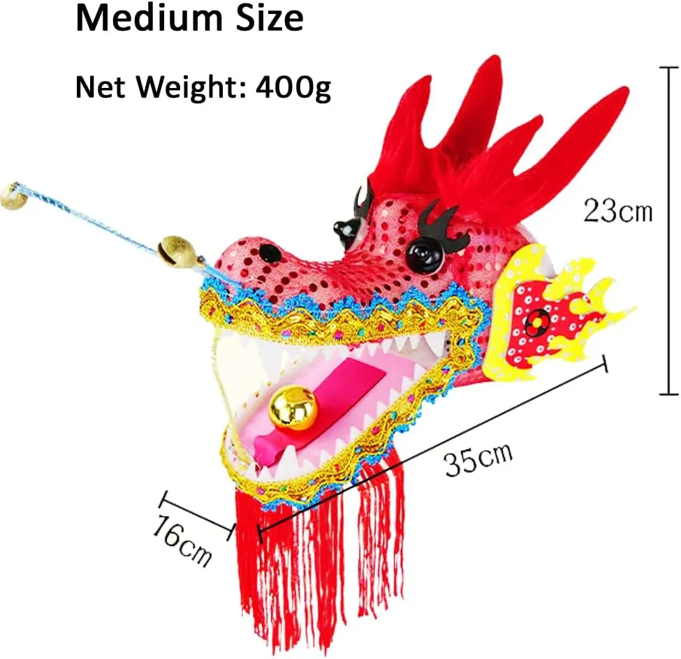 Square Exercise Dance Dragon Ribbon Streamer Printed with Dragon Tattoo, Comes with 3D Real-Like Dragon Head and Swing Rope Outdoor Dragon Poi Set
