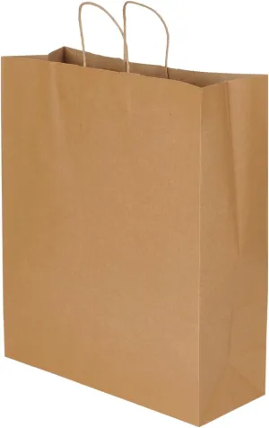 SSWBasics Jumbo Natural Kraft Bags - 16”L x 6”D x 19”H Brown Paper Bag, Ideal for Shopping & Kraft Gift Bags - Case of 200