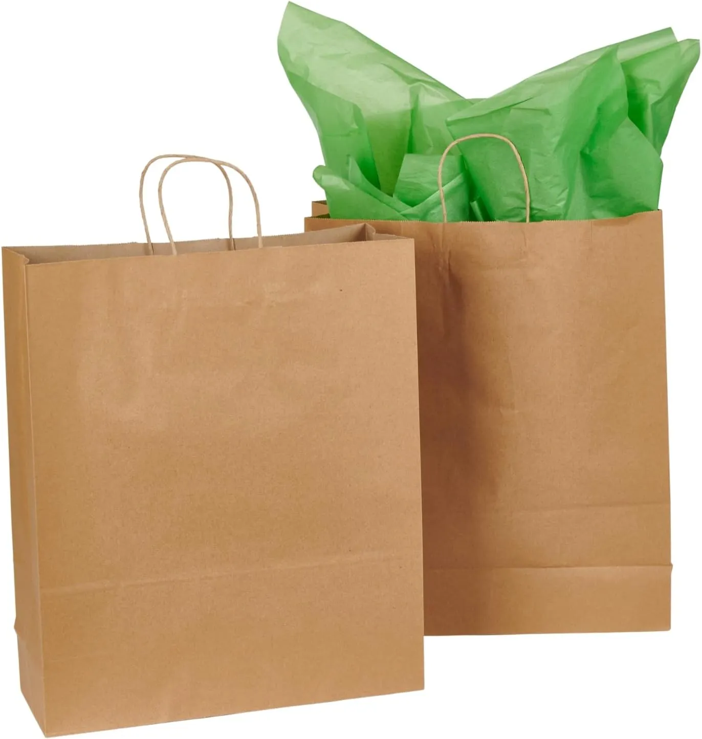 SSWBasics Jumbo Natural Kraft Bags - 16”L x 6”D x 19”H Brown Paper Bag, Ideal for Shopping & Kraft Gift Bags - Case of 200
